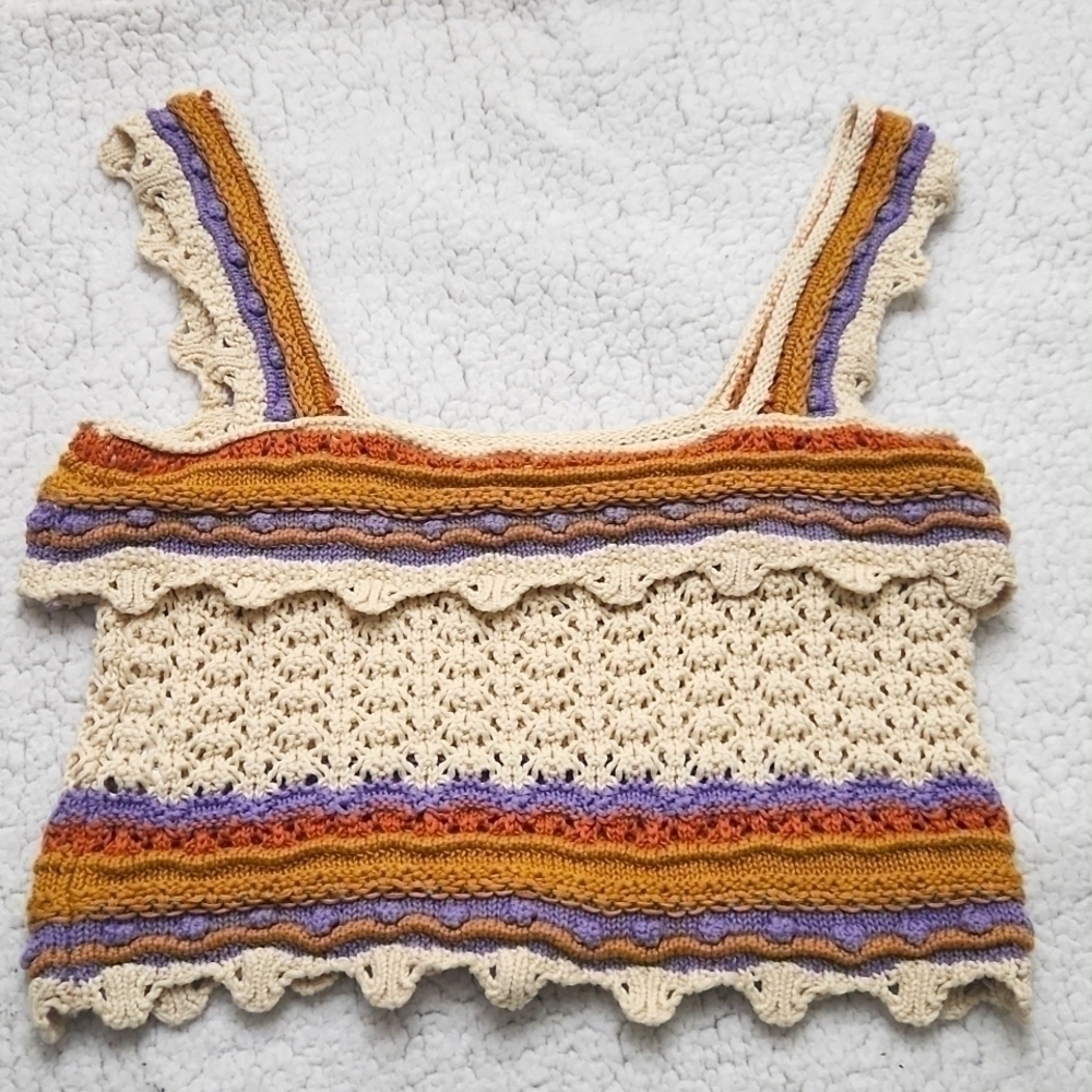 Boho Crochet Crop Top Y2k Blokecore Sexy Flirty Artsy Coquette feminine Beach - Picture 6 of 10